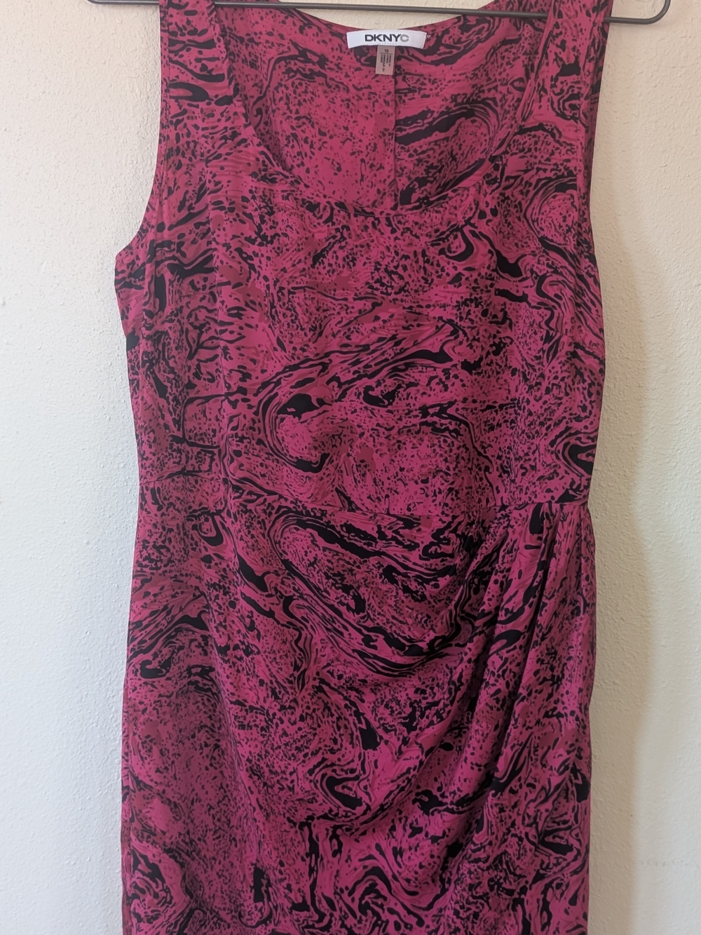 DKNY Pink & Black Marble Print Sleeveless Dress
